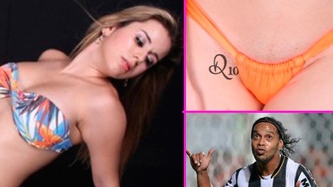  Quả bom sex Brazil xăm tên Ronaldinho lên ‘vùng cấm địa’